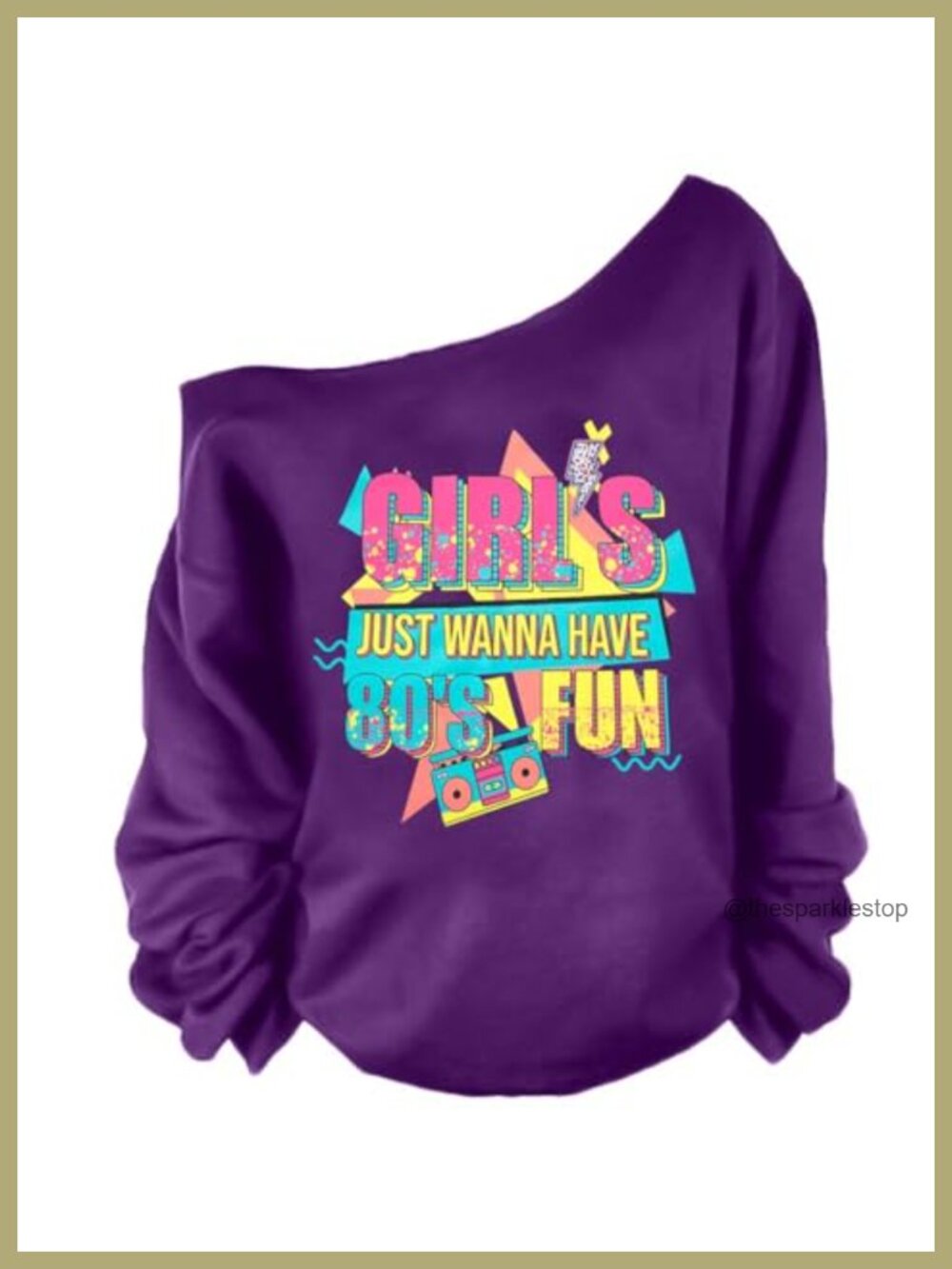 Off the Shoulder Sweatshirt 80s 90s Retro Party Pullover Women